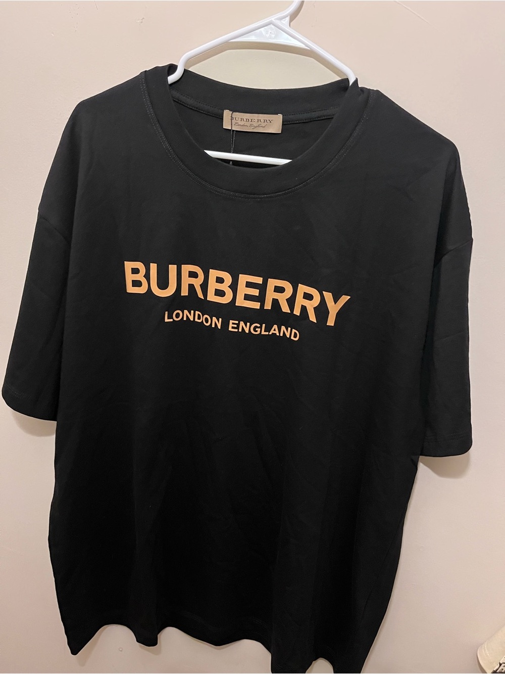 Burberry Black T-Shirt with Tan Logo
